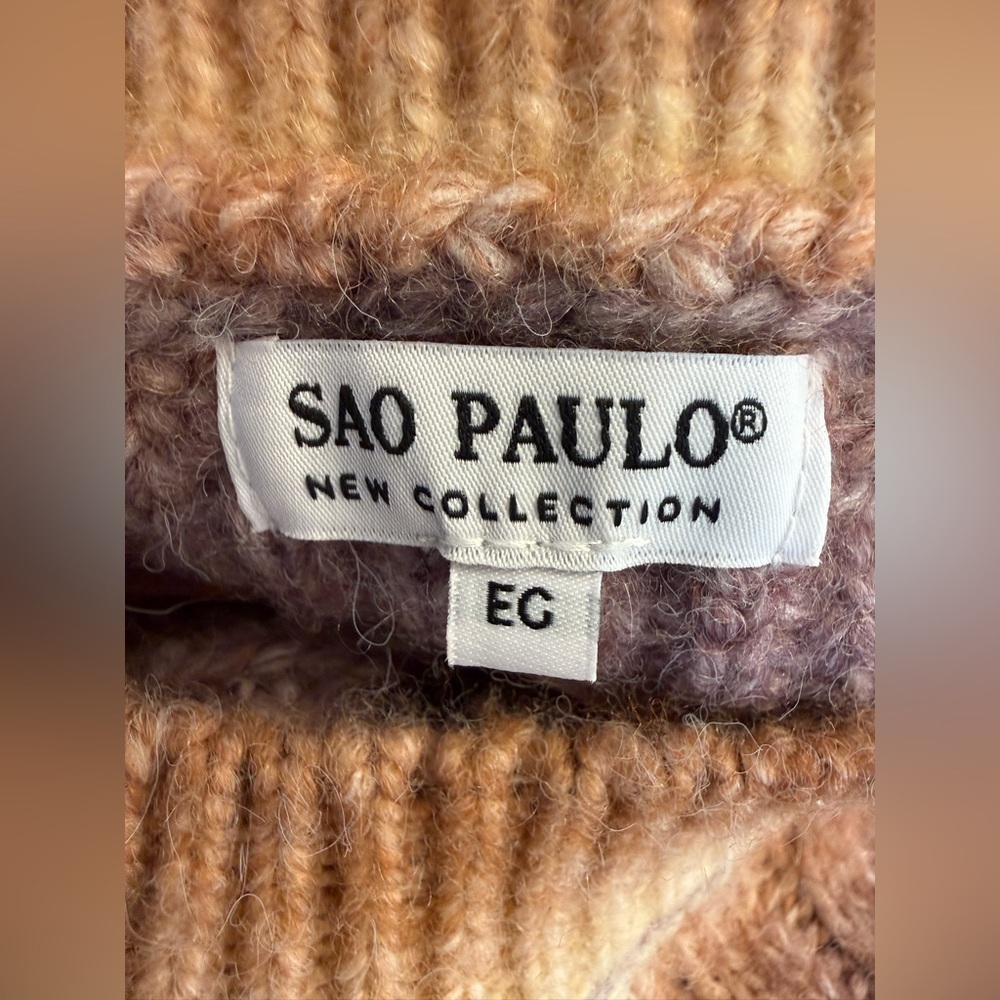 Sao Paulo Ombre Cable Knit Sweater XL Cozy Chunky Knit Neutral Fall Winter - Picture 3 of 7